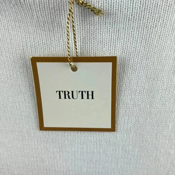 TRUTH WHITE AND TAN LONG SLEEVE SWEATER NWT GREAT JEANS SKIRT PANTS COMFORTABLE - Picture 3 of 4
